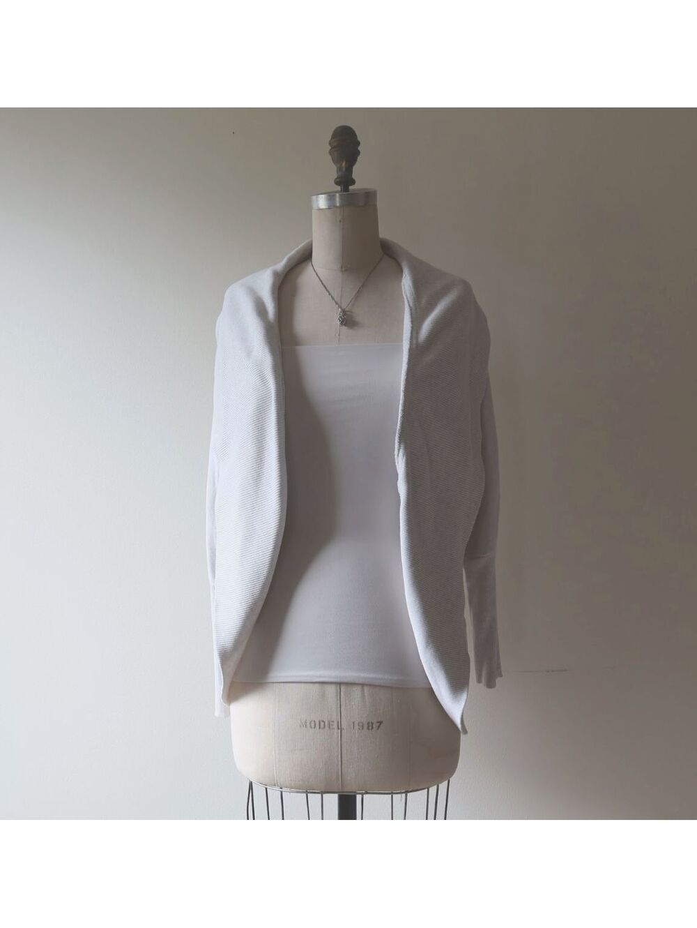 Aritzia Wilfred Off White Long Open Front Cardigan XXS Cotton Blend